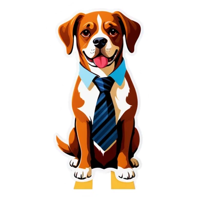 Dog wearing a tie sticker
