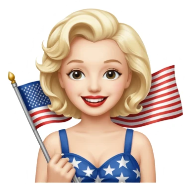 Marilyn Monroe, with american flag sticker