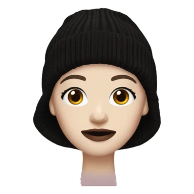 pale skin gurl in a black bob wearing a spiderman beanie sticker