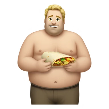Fat white guy eating a burrito sticker