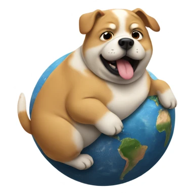fat dog breaking earth sticker
