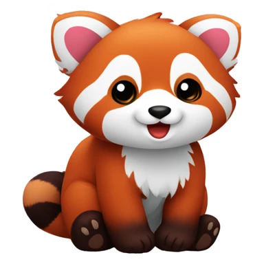 Red panda kawaii style happy with hearts sticker