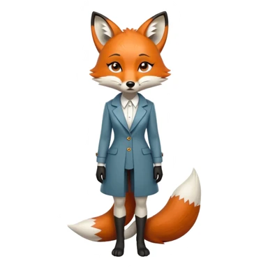 extremely sad anthropomorphised female fox in stylish outfit, no sunglasses, very sad and crying, looking to the left, full-body view sticker