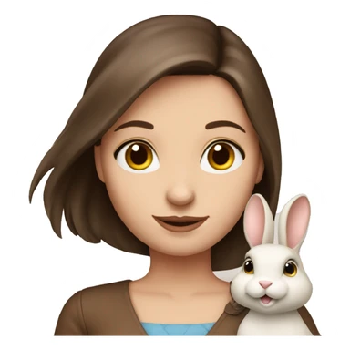 Pretty brunette pale woman holding Holland loop brown bunny  sticker