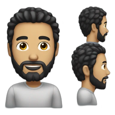 men with a beard and black semi long hair sticker