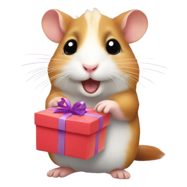 A hamster with a gift in its paws sticker