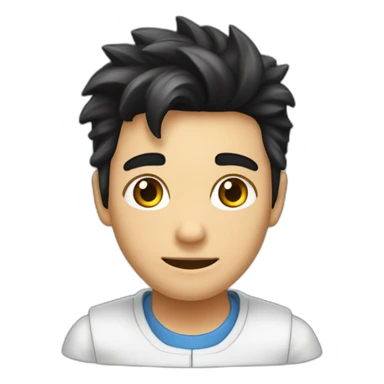 chemistry boy with black hair combed to the right and his instumants on his hand sticker