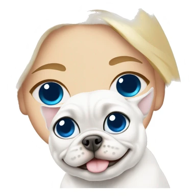 Princess blonde with blue eyes, white Frenchie and white cat sticker