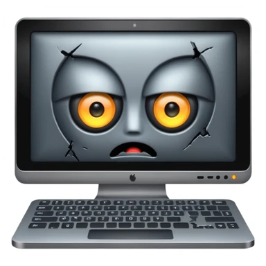 Dead computer with x as eyes sticker