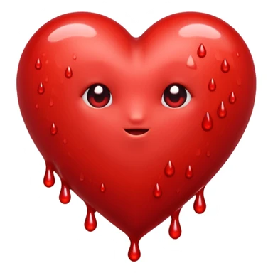 A few drops of blood and a bright red heart sticker