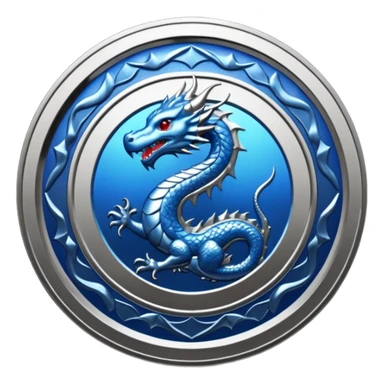 blue platinum coin with a dragon at the center  sticker