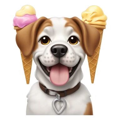 Dog with ice creams  sticker