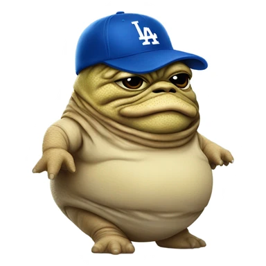 Jabba the Hutt with an LA dodgers hat sticker