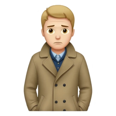 A sad man turns his pockets inside out and looks sadly at the camera sticker