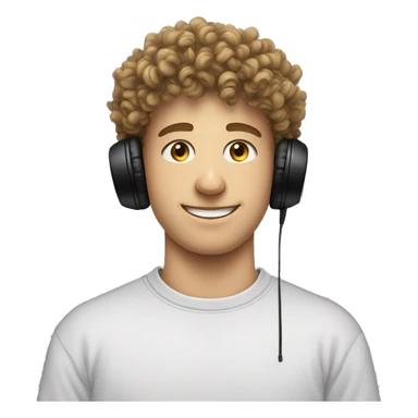 super curly white teen man black headphones on neck sweatshirt  sticker