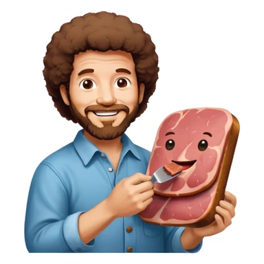 bob ross painting a SPAM meat Monalisa  portrait  sticker