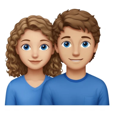 20 year old boy with slightly curly dark blonde hair and blue eyes with 20 year old girl with brown hair and blue eyes (girl is brunette (straight hair), boy is blonde.) sticker