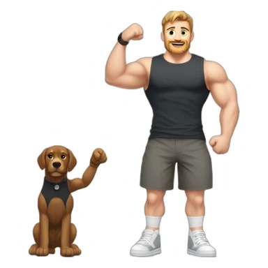 Full height Actively gesturing with hands Pale skinned Fit Man With the biceps and brown hair in dark gray Sleeveless Mike, black oversize sports shorts, watch and white Sneakers sticker