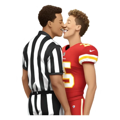 Patrick Mahomes kissing a football referee  sticker