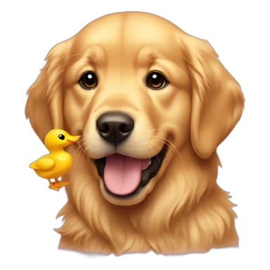 Golden retriever with a baby duck toy in mouth  sticker