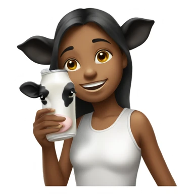 girl drink milk from cow sticker