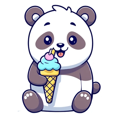 Panda eating ice cream sticker