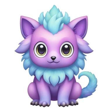 Cute cool colorful pastel nebula fantasy animal hybrid Fakemon full body, big eyes, adorable sticker