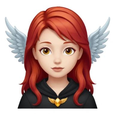 Hada, roja, con alas y unas carita mágica sticker