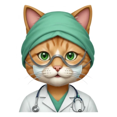 doctor cat, surgeon mask sticker