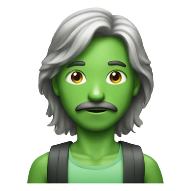 boy green skin with moustache and long hair sticker