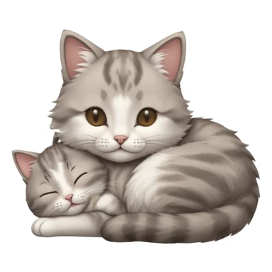 1 grey and white small cat with its eyes closed lying down leaning on his elbow with his paw curled under his head holding it up sticker