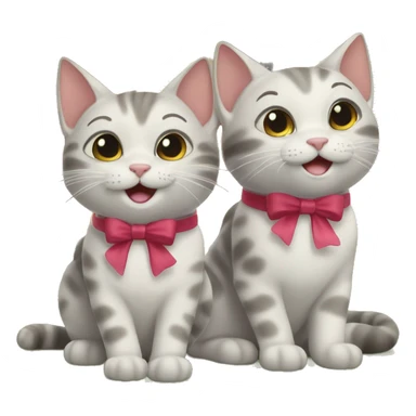 two happy cats at a new house with a bow on it sticker