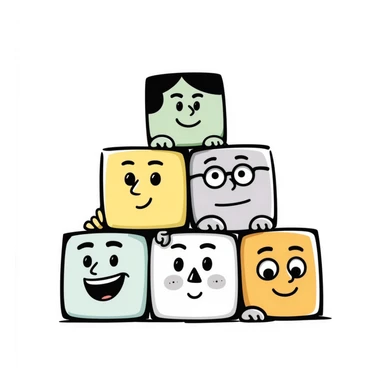 Several colorful toy blocks with different expressions stacked together sticker