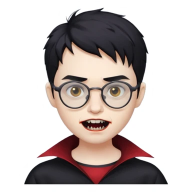 Cabelo bagunçado meio pequeno preto com cor de pele branco parecendo um vampiro e com oculos sticker