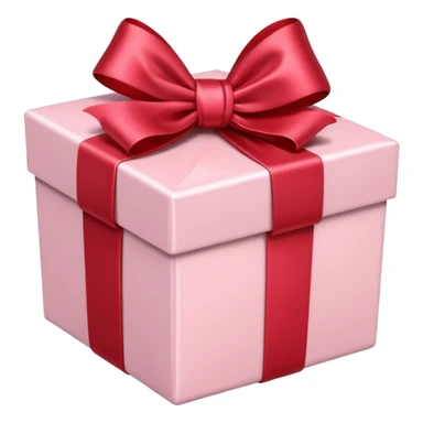 gift box pale pink with red satin bow sticker