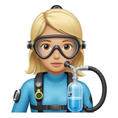 scuba diving girl blonde with oxygen tank sticker