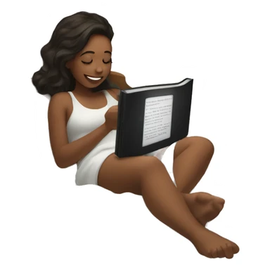 Girl in bed with kindle sticker