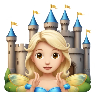 create a fairy emoji with a castle behind sticker