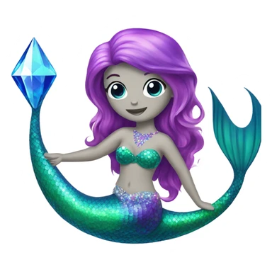 Mermaid with crystal tail sticker