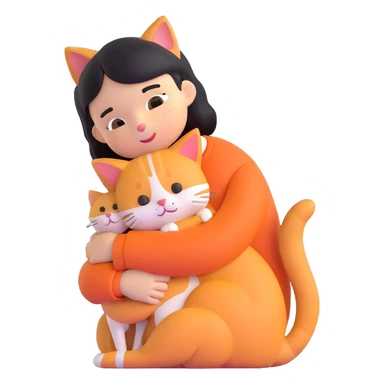 person hugging a cat sticker