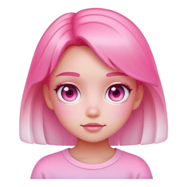 Cute girl character with pink gradient, glass effect, minimalist design sticker