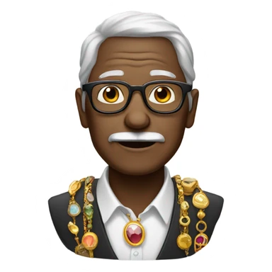 old man with glasses and jewelry sticker