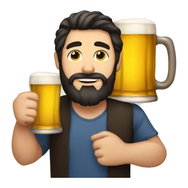 guy with dark hair and beard holding a large mug of beer  sticker