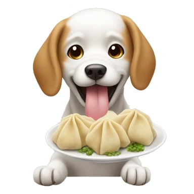 dog eating dumplings sticker