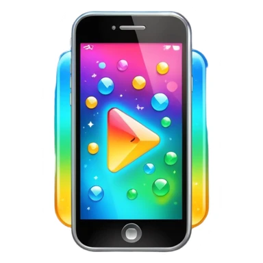 smartphone with a play button and sparkles sticker