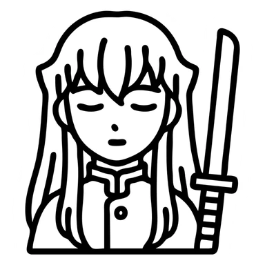 Muichiro Tokito from Demon Slayer, outlined icon style, calm expression, sword visible sticker