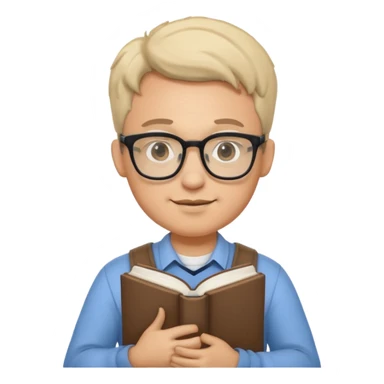 Nerd man wearing glasses with the book and computer sticker
