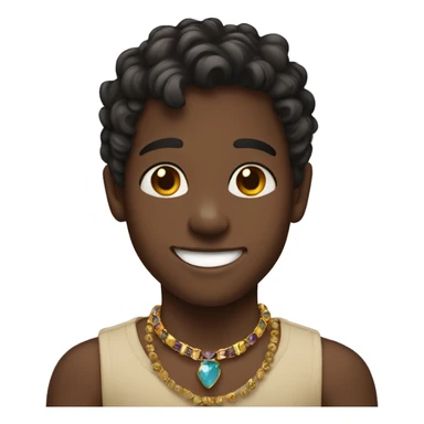 smiling boy with jewelry darker skin color sticker