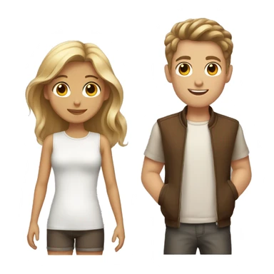 One tanned girl with brown hair and blonde highlights next to a white boy with brown hair  sticker