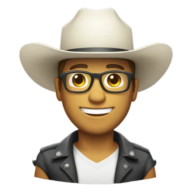 Smile rancher with glasses and white cowboy hat sticker